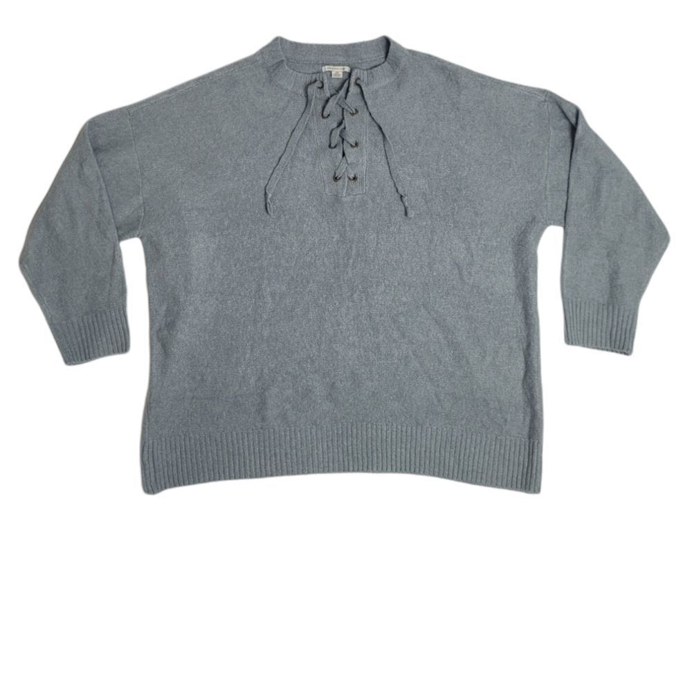 AMERICAN EAGLE blue oversized lace up front cozy sweater L